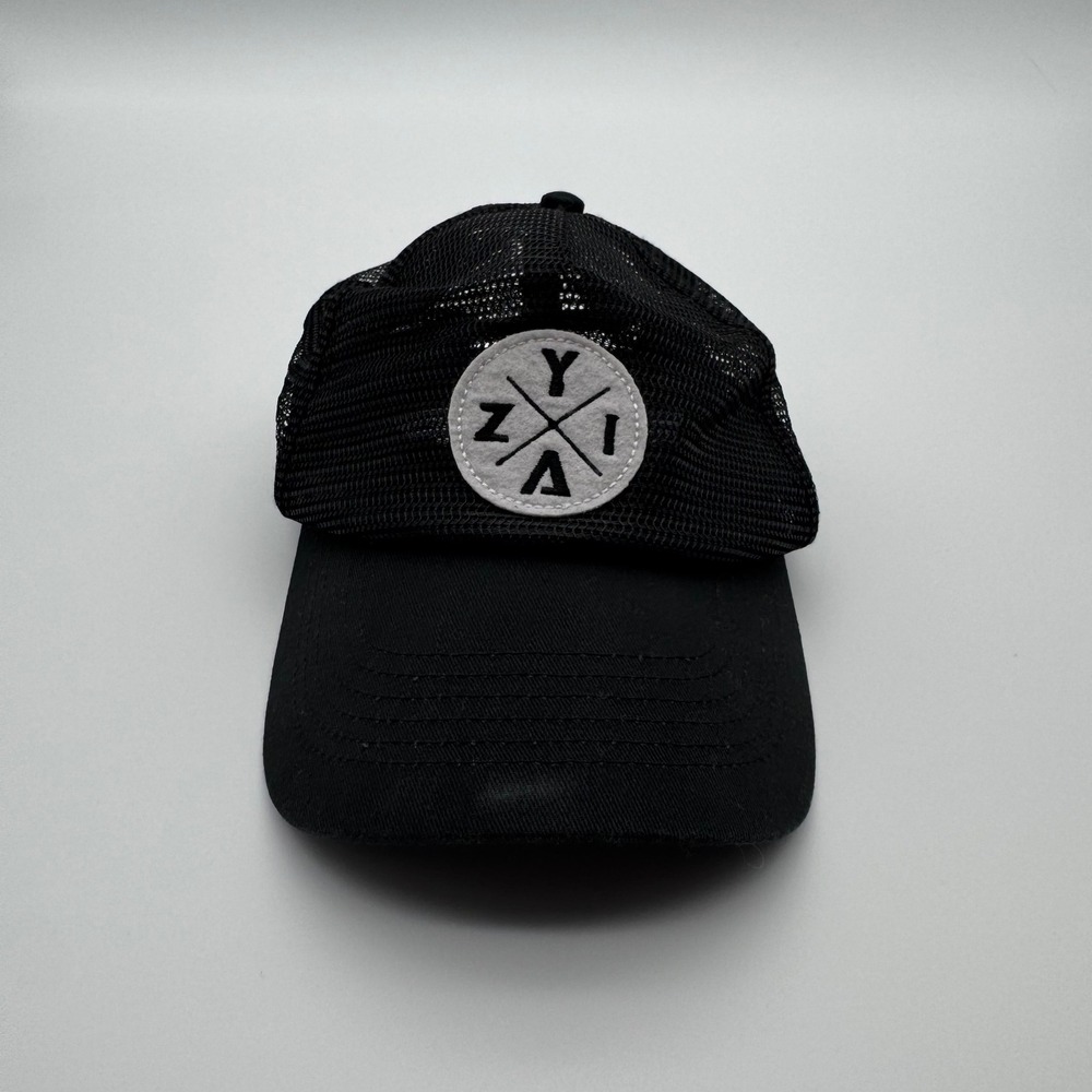 Zyia Active Mesh Trucker Hat Black Adjustable Snapback Baseball Cap Logo Patch - Picture 2 of 4